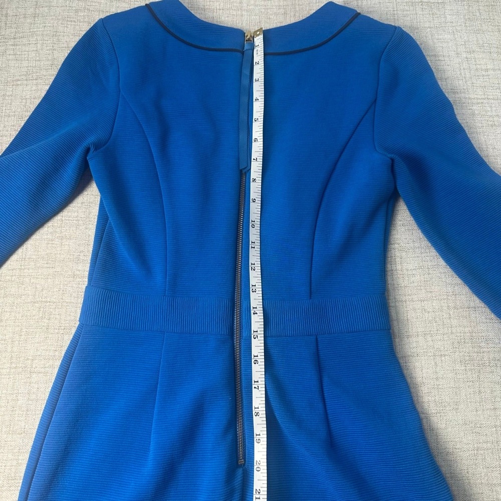 Boden Cobalt Blue Ponte Sheath Dress Navy Piping 3/4 Sleeve US 2R - Picture 7 of 10